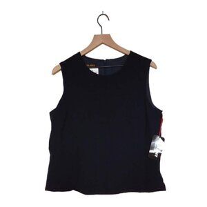 GALLANT New York Navy 100% Wool Lightweight Sleeveless Blouse NWT Sz 12